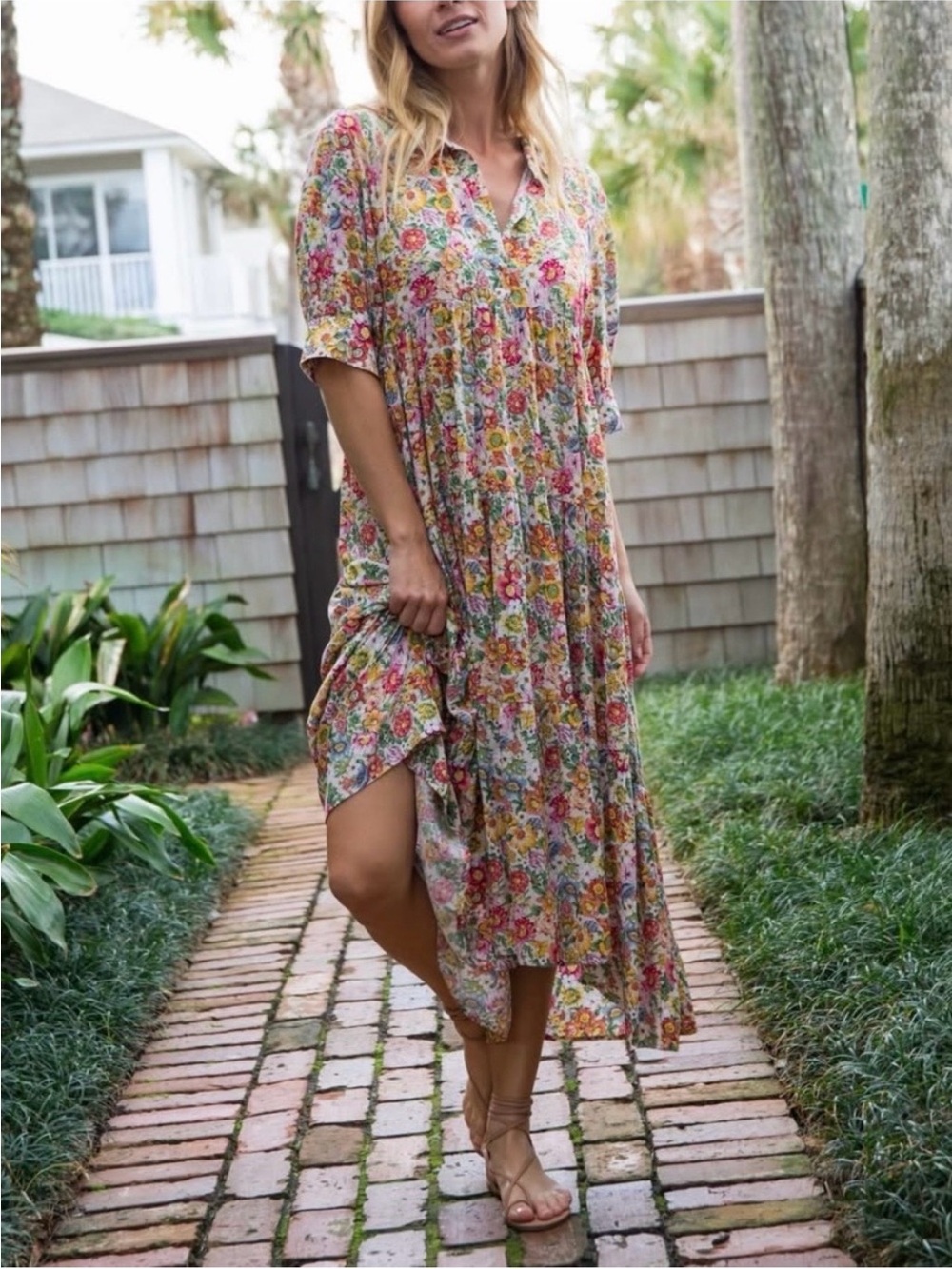 Natural Life Rebecca Midi Floral Dress Medium EUC